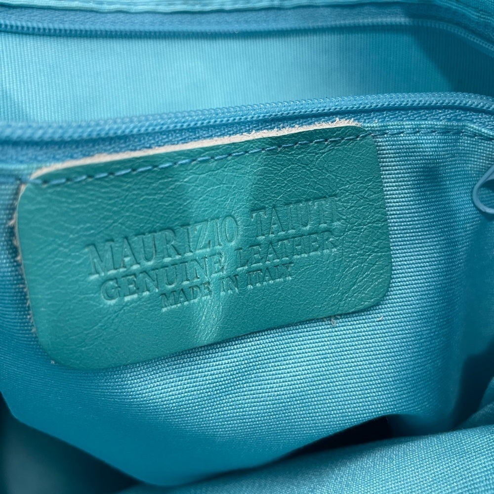 Mauricio Taiuti Chic Metallic Tote with Turquoise lining see measurements below - Picture 4 of 6